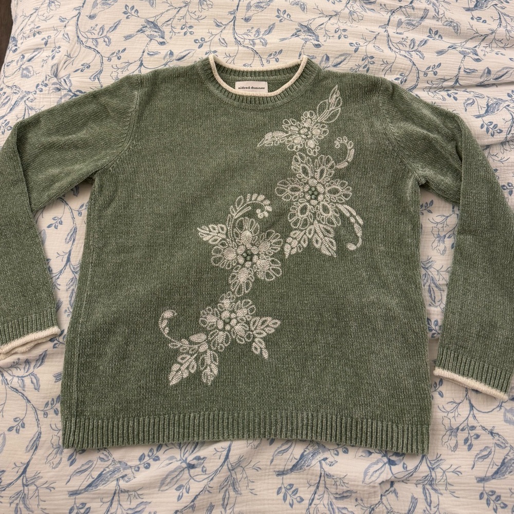alfred dinner unique knit sage green sweater